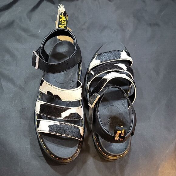 BRAN NEW DR.MARTENS BLAIR GENUINE CALF HAIR WOMEN SANDAL - Picture 4 of 16